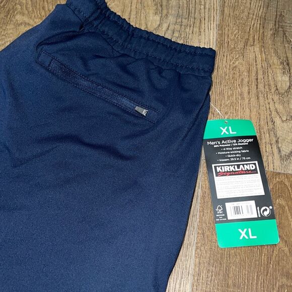 NWT Kirkland Signature Men's XL Active Jogger Pants Zipper Pockets Stretch Blue - Picture 9 of 11